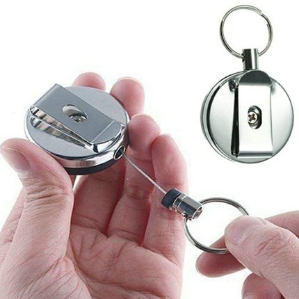 Custom 40mm Steel Wire Rope keyChain badge holder ID name badge holder Metal retractable badge reel with hook