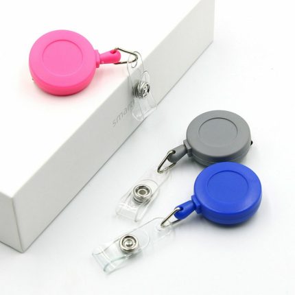 Custom Logo Frosted ABS Material 32mm Round Retractable YoYo Badge Reel For ID Card Holder