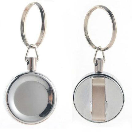 High Qulaity Logo Customized Expoxy 32MM Round Shape Retractable Badge Reel with Key Ring Holder