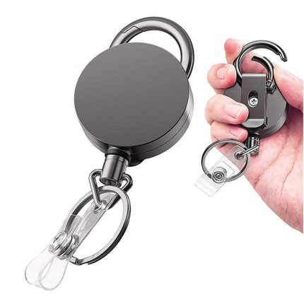 Outdoor Cool Gift Gun Black Yoyo Badge Holder Heavy Duty Metal Retractable Badge Holder Reel with Belt Clip Key Ring