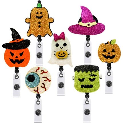 Retractable yoyo badge reel pumpkin badge holder for halloween festive