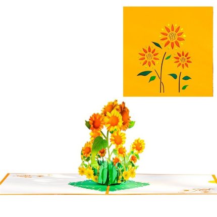 10 Pack Pop Up Flower Card 3D Sunflower Greeting Cards for Valentines Day Get Well Mothers Day Birthday Anniversary Wholesale