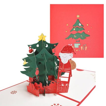 10 Pack Happy Holidays Christmas Card Pop up Santa Claus New Year Cards 3d Merry Xmas Greeting Cards Wholesale Supplier