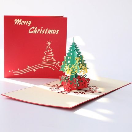 10pcs Pop Up Chirstmas Tree Card Special Desigh 3D Greeting Card For Chirstmas Anniversary Get Well Sympathy