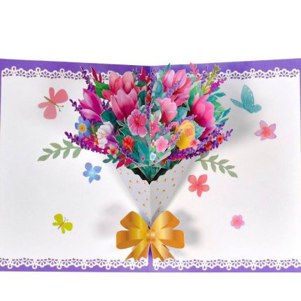 10 Pack Pop Up Mothers Day Card, 3D Flora Bouquet Greeting Cards, Mangnolia Pop Up Birthday Card for Mom Wife