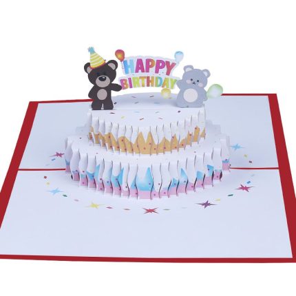 1pcs Baby Bear Card With Envelope Cute Bear 3D Pop Up Greeting Cards For Birthday Party Supplies Anniversary Handmade Gift