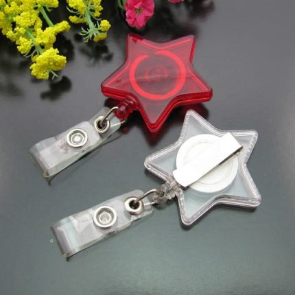 customized plastic star shaped id badge reel holder with pvc strap