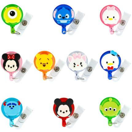 Amazon Stitch Wholesale Retractable Blue Animal Id Retractable Badge Holder Pull Reel Nurse ID Name Card