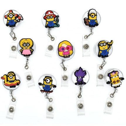 custom Minions soft pvc lanyards retractable name id badge holder accessories reel cartoon accessories
