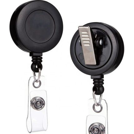 Retractable Swivelled Black Color ABS Plastic Material Badge Reel With Alligator Clip