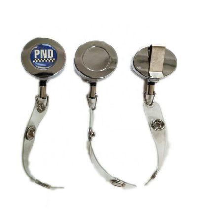 Silver Color Badge Reel Plastic Yoyo Badge With Custom Doming Logo Metal Clip Back