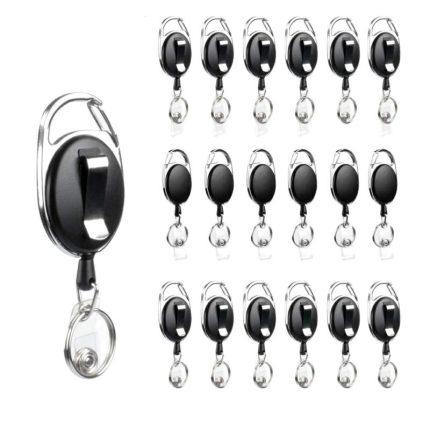 Durable Carabiner Retractable Badge Reel With Back Clip Key Ring ID Card Yoyo Badge Holder Keychain