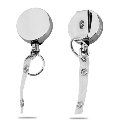 Custom Heavy duty Metal Chrome Badge Reel YoYo Retractable Key Ring Pull ID Card Holder