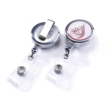 Fashion design cheap custom retractable metal id badge reel
