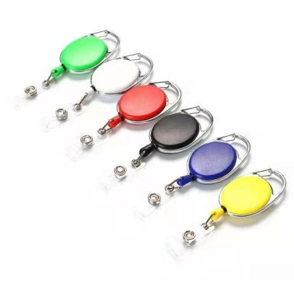 Retractable Badge Reel Custom Epoxy Logo Promotional Carabiner YOYO Reel Badge with PVC Clip ID Card Badge Holding