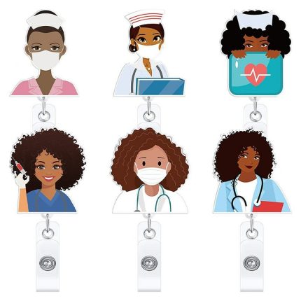 Durable Nurse Resin ID Badge Holders Multicolor Retractable Acrylic Yoyo Reels