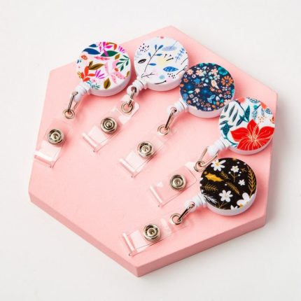 Doctor Nurse Cartoon Print Love Nurse Hat Retractable ID Plastic Badge Reel Holder yoyo reel