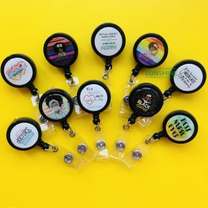 High Quality Medical 32mm Nurse Retractable Rotating Clip Custom Badge Reels