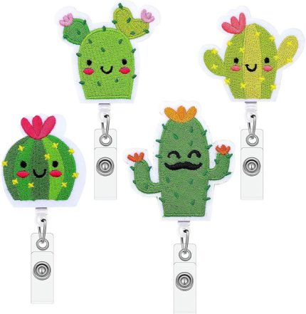 Office worker teacher doctor yoyo cartoon felt cactus id retractable nurse badge reel holder with lanyards clip