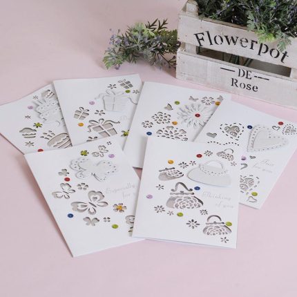 Creative Laser Cut Gift Card,Glitter Butterfly/Gift Box/Birthday Cake/Flower/Handbag/Heart/Handmde Greeting Cards