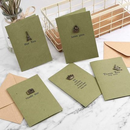 Greeting Card with Envelope Korean Creative Gilding Birthday Gift Small Card Card Three Dimensional Thank You Message Card
