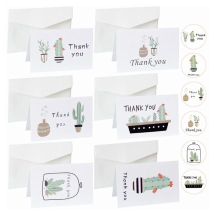 Ins Style Cactus Design Thank You Landscape Greetings Cards Envelope Sticker Car