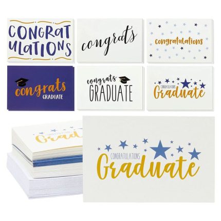Blank Graduation Cards with Envelopes, 6 Assorted Designs (4 x 6 In, 36 Pack)