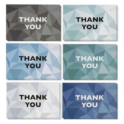 48-Count Thank You Cards Bulk Note with Envelopes, Blank Inside, 6 Stained Glass Pattern Designs