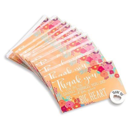 Floral Thank You Cards with Appreciation Heart Token (3.5 x 2 in, 12 Pack)