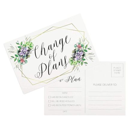 Change of Plans Postcard, Event Postponement Card (6 x 4 In, 48 Pack)