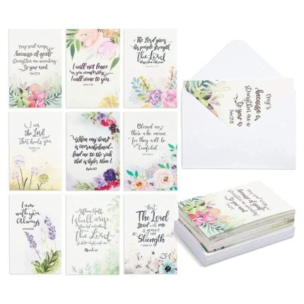 Religious Sympathy Cards with Envelopes, Watercolor Floral (4x6 In, 36 Pack)