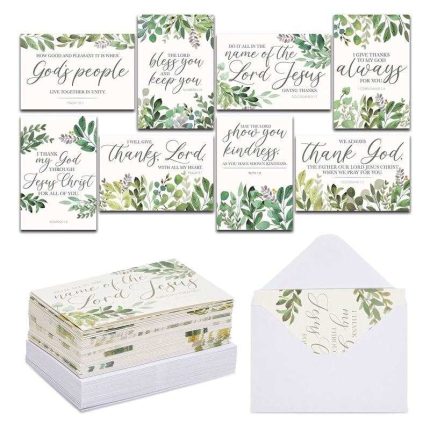 48 Pack Inspirational Thank You Bible Verse Cards with Envelopes, 8 Designs (4x6 In)